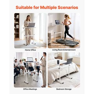 Bureau debout réglable en hauteur 32x16, bureau d'ordinateur mobile assis-debout avec roulettes verrouillables - Product Image 6