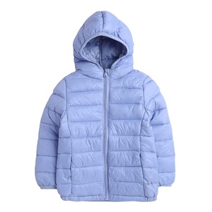 <b>Light</b> Blue Hooded <b>Puffer</b> <b>Jacket</b> Unisex Casual Winter Zipper Closure Windproof Polyester Wadding Regular Fit Solid Color - Product Image 3