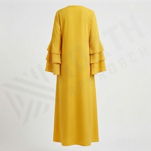 2025 OEM Kimono Abaya pour femmes musulmanes, en tissu polyester épais, doux et très extensible, col en V, manches longues, pour fêtes, Ramadan, mariages - Product Image 2