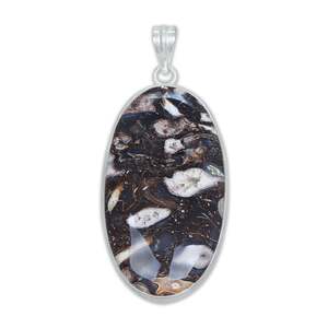 Colgantes Minimalistas de Ágata Turritella, Plateados en Plata, Hechos a Mano, con Piedra Fósil en Espiral, Joyería Artesanal al por Mayor para Mujer - Product Image 3