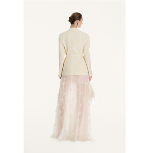 กระโปรงผู้หญิง MOQ ต่ำ เสื้อผ้าหรูหรา MILAN EMB FEATHER SKIRT ODM กระโปรงยาวทรงตรงสำหรับฤดูหนาว สีขาวดำ - Product Image 6
