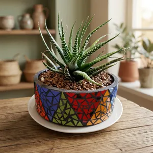 Jardinière en mosaïque de verre colorée, pot de fleurs décoratif, conteneur à plantes en mosaïque artisanale, élégant accent décoratif pour la maison et le jardin - Product Image 2