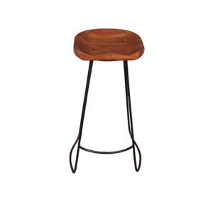 Nouveau tabouret de bar en bois massif fabriqué à la main de meubles au design classique, tabouret de cuisine en finition naturelle avec repose-pieds et jambe en acier - Product Image 5