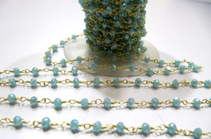 Cadena de Cuarzo Hidroquímico Aati con Cuentas Facetadas de Calcedonia Aqua Mística de 3-4mm - Product Image 2