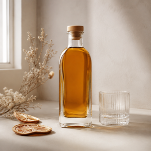 Bouteille en verre de petite capacité de 270 ml, bouteille en verre transparente carrée, adaptée aux liqueurs, aux vins de fruits et aux diffuseurs d'arômes - Product Image 1