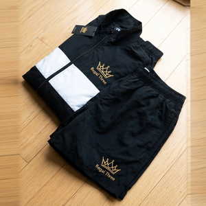 Regal Three Windbreaker Tracksuit Set Black White Color Block Custom Full Sleeve Zipper Sporty <b>Wind</b> <b>Breaker</b> Unisex - Product Image 2