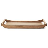 Plateau de service en bois massif fait main, durable, avec poignées latérales, pour le petit-déjeuner, le café, le thé, les collations, décoration de table à manger, style moderne