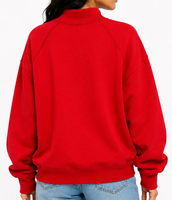 Sweat-shirt en molleton de coton épais pour femme, col montant, épaules tombantes, coupe oversize, imprimé, avec appliqués personnalisés, style décontracté hiver