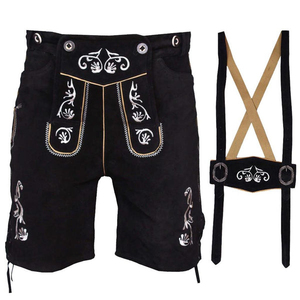 Nouveau design élégant : Short en cuir véritable pour homme, style bavarois Lederhosen avec bretelles, tenue allemande décontractée et solide. Vente en gros. - Product Image 2