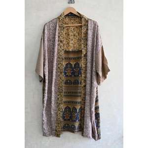 Robe de nuit longue pour femme, style kimono, en soie bohème moderne, grande taille, respirante, pour l'automne, avec motif floral - Product Image 2