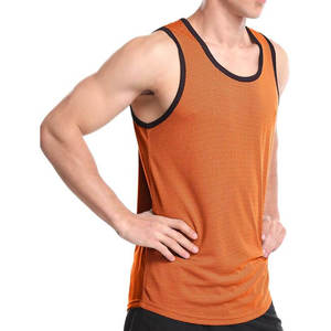 Camiseta sin mangas de punto naranja para hombre, cuello redondo, color sólido, transpirable, estilo deportivo, precio económico - Product Image 4