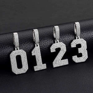 Colgante de Moissanita de Plata 925 con Letra del 01 al 10, Joyería de Diamantes de Moissanita Estilo Hip Hop, Regalo para Ella, Amuleto para Fiesta, Fino - Product Image 1