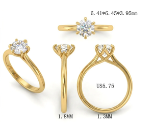Bague de fiançailles pour femme Jay Balaji Diamonds, diamant rond de 1 carat, plaqué or 9 carats, certifié VVS2 couleur D, serti à griffes - Product Image 1