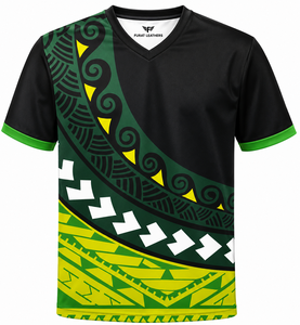 Maillot de football pour homme PURAT LEATHERS, noir et orange, col en V, manches courtes, imprimé par sublimation, polyester respirant - Product Image 3