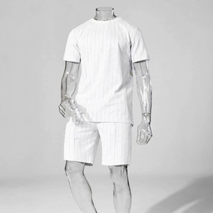 Wholesale Summer Men's Casual Shorts <b>Set</b> Plain Color Solid 100% Cotton Jersey Quick Dry Knitted Pocket Customized Logo <b>Twin</b> <b>Set</b> - Product Image 2