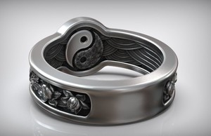 Luxury 925 Sterling Silver Koi Fish <b>Ring</b> Twin Fish Floral Carved Wide Band <b>Men</b> Women Statement Jewelry - Product Image 4