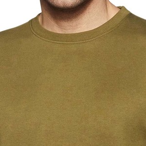 Sudadera de Cuello Redondo para Hombre, Color Verde Oliva, Corte Regular, Color Sólido, Algodón French Terry, Estilo Casual, Otoño, Estampado por Transferencia de Calor - Product Image 4