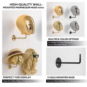 Expositor de Lujo Dorado Ecológico Lavable Personalizado Cromado Independiente Pre-ensamblado para 1 Estante para Cabezas de Maniquí y Sombreros - Product Image 4