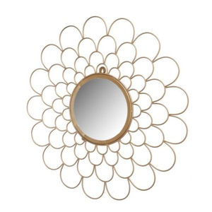 Luxury Handcrafted Gold Metal Flower Wall <b>Mirror</b> Round Antiqued Floral Sunburst Decorative <b>Mirror</b> For Living Room Home Decor - Product Image 5