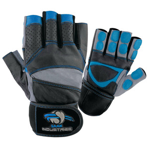 Saar Industries Half Finger Fitness <b>Gloves</b> Original Leather Breathable <b>Weight</b> Lifting Gym <b>Training</b> With Wrist Support Unisex - Product Image 6