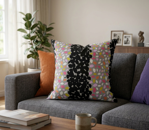 Housse de coussin moderne imprimée à pois gris, 100% coton, durable, lavable, pour salon, canapé, décoration de la maison - Product Image 1