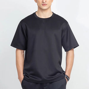 T-shirt décontracté à manches courtes et col rond en coton tricoté 100 % pour homme, couleur unie, coupe classique, vente chaude, vierge, en gros - Product Image 6