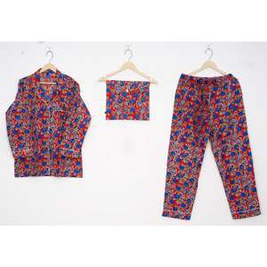 Conjuntos de pijama de algodón puro con cuello en V para mujer, hechos a mano, suaves y cómodos, de calidad de exportación, tendencia 2024, venta al por mayor. - Product Image 1