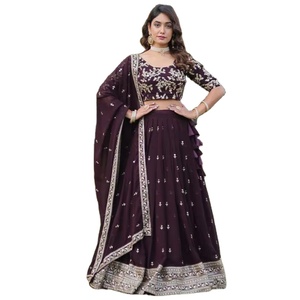 Latest Designer Faux Georgette With Heavy Sequins Embroidered Work Lehenga Choli - Product Image 1