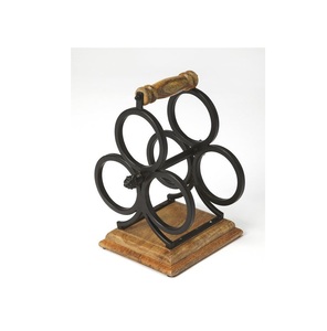 Soporte de Hierro Rústico Vintage para Botellas de Vino, Centro de Mesa para Cocina de Estilo Rústico y Decoración para Bar en Casa - Product Image 1