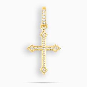 Collier pendentif croix plaqué or pour femme avec pierres Moissanite, certifié GRA, design chaîne corde, pour usage quotidien - Product Image 2