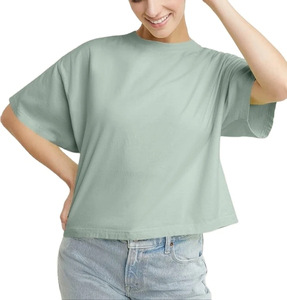 Camiseta Corta de Moda Urbana Hip Hop 2026 para Mujer, Ajustada, Tallas Grandes, Lavado Ácido, Hombros Caídos, Premium, de Gran Gramaje - Product Image 1