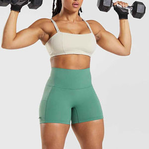 Shorts de sport de compression pour femmes - Spandex/Polyester, évacuation de l'humidité, séchage rapide, antibactérien, logo personnalisé - Product Image 2