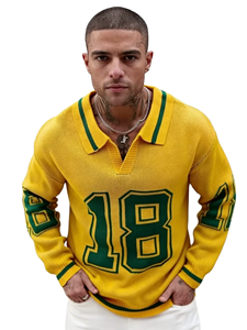 Pull tricoté personnalisé pour homme, col en V, manches longues, respirant, séchage rapide, avec motif graphique sur le devant, idéal pour l'hiver - Product Image 4