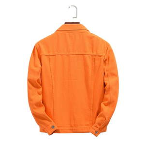 Ensemble décontracté vintage pour homme : Jean en toile respirant coupe évasée avec veste en jean et pantalon ample, fermeture éclair, logo frontal - Product Image 3