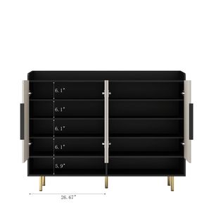 Large Modern 4-Door Shoe Storage Organizer Cabinet Adjustable Sideboard with Entryway Black Shoe Rack - Product Image 2