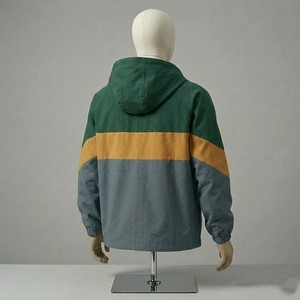 Men Green <b>Grey</b> Color Block Hooded Windbreaker <b>Jacket</b> Lightweight Zip Up Windproof Casual Outdoor Streetwear <b>Jacket</b> - Product Image 6