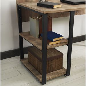 Arredo negozio casa Rasse 58 \ "scrivania e Computer struttura in metallo nero con piano in legno di quercia e 2 ripiani per l'home Office - Product Image 5