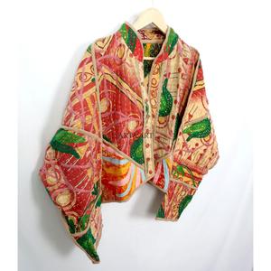 New Arrival Women Vintage Kantha Kimono Robe Handmade Kantha <b>Jacket</b> multicolor Wholesale Designer Kantha <b>Jacket</b> for women - Product Image 5