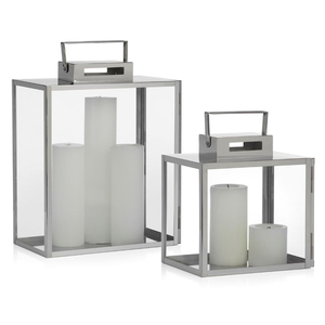 Lanternes à bougies en verre transparent en acier inoxydable finition argentée pour la décoration de la maison, des événements et des fêtes, lanterne de sol en vente - Product Image 3