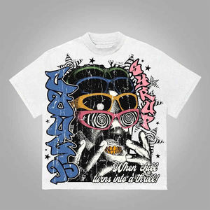 Camiseta de Algodón con Estampado DTF Personalizado Sin Pedido Mínimo, Diseño Gráfico Vintage para Hombre, Estilo Urbano Holgado, Camiseta Casual de Manga Corta para Venta al Por Mayor - Product Image 2