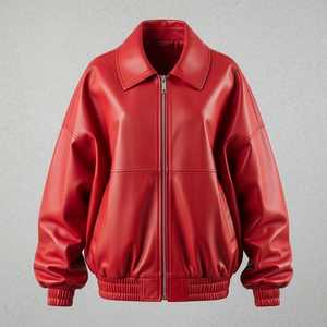 Veste en cuir naturel pour femme, véritable peau de mouton, bleue, avec fermeture éclair, design tendance, automne-hiver, respirante, logo lettré - Product Image 1