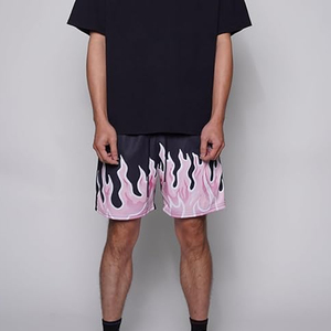 Men's Streetwear Shorts Drawstring Mid Waist Flame Pattern Egg Mesh Breathable Lightweight Good Quality Casual Wear 2026 - Product Image 3