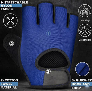 CLOVIX SPORTS Durable Gym Gloves <b>Half</b> Finger Breathable Fitness Mitts Non <b>Slip</b> Padded Weightlifting Gloves Towel Thumb Fastener - Product Image 2