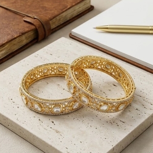 Luxury 925 Silver Monzo Bangles Elegant Stone Designer <b>Kada</b> Bracelet Set for Women Bridal Wedding Jewelry - Product Image 5