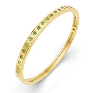 Bracelet jonc ouvrable en or jaune 14 carats avec diamant de laboratoire vert océan classique rond et éclatant (1 carat) Tw. Bracelets et joncs en diamants Gif - Product Image 6