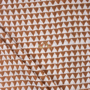 100% Pure Combed Yarn Soft 100% Cotton Hand Block Print Brown Triangle Dress Material for Shirts Suits Curtains Toys - Product Image 1