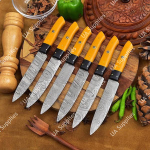 Cuchillos para carne de acero de Damasco multifuncionales, afilados, para barbacoa al aire libre y uso diario, con mango de resina, forjados, personalizables OEM/ODM - Product Image 3