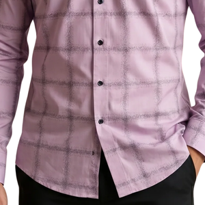 Chemise en flanelle à carreaux rose poudré pour homme, manches longues, boutonnée, décontractée, tissu brossé doux, mode streetwear personnalisée - Product Image 5