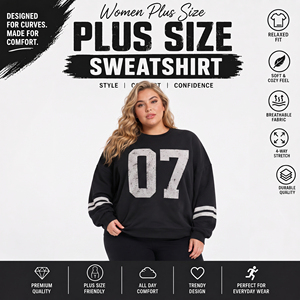 Custom Printed Plus Size Sweatshirt Ladies Long Sleeve French Terry Top Winter Wear Loosed Sports Tee Women Plus Size Sweat Tee - Product Image 3