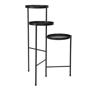 Support pour plantes en métal pliable XH noir à 3 niveaux avec plateaux pour salon chambre balcon ou couloir-Mobilier d'extérieur - Product Image 3